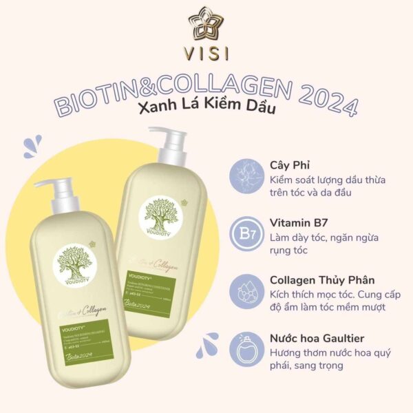 Bộ Dầu Gội Đầu Biotin Collagen Xanh Lá Kiềm Dầu Cappi