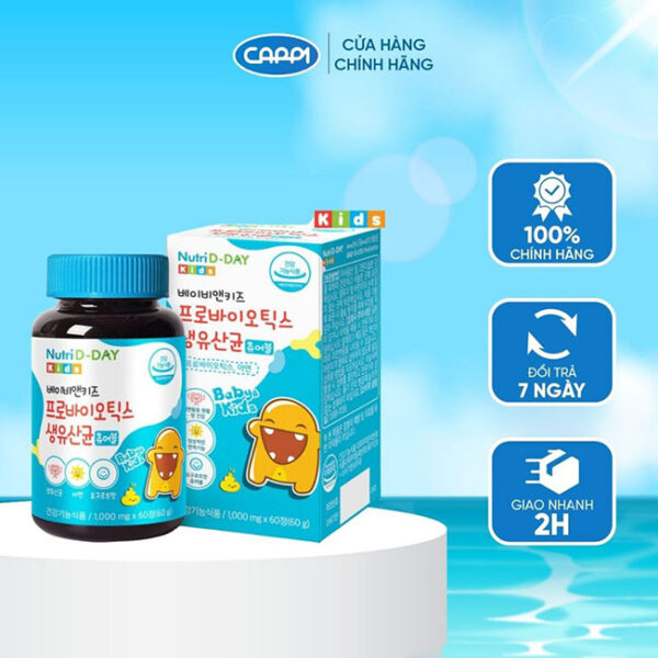 Nutri D-Day Baby&Kids Probiotics kẹo nhai sữa chua lợi khuẩn